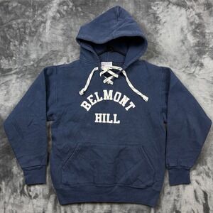 Eagle USA Hoodie Mens Small Blue Good Belmont Hill Lace Up Heavyweight Pullover
